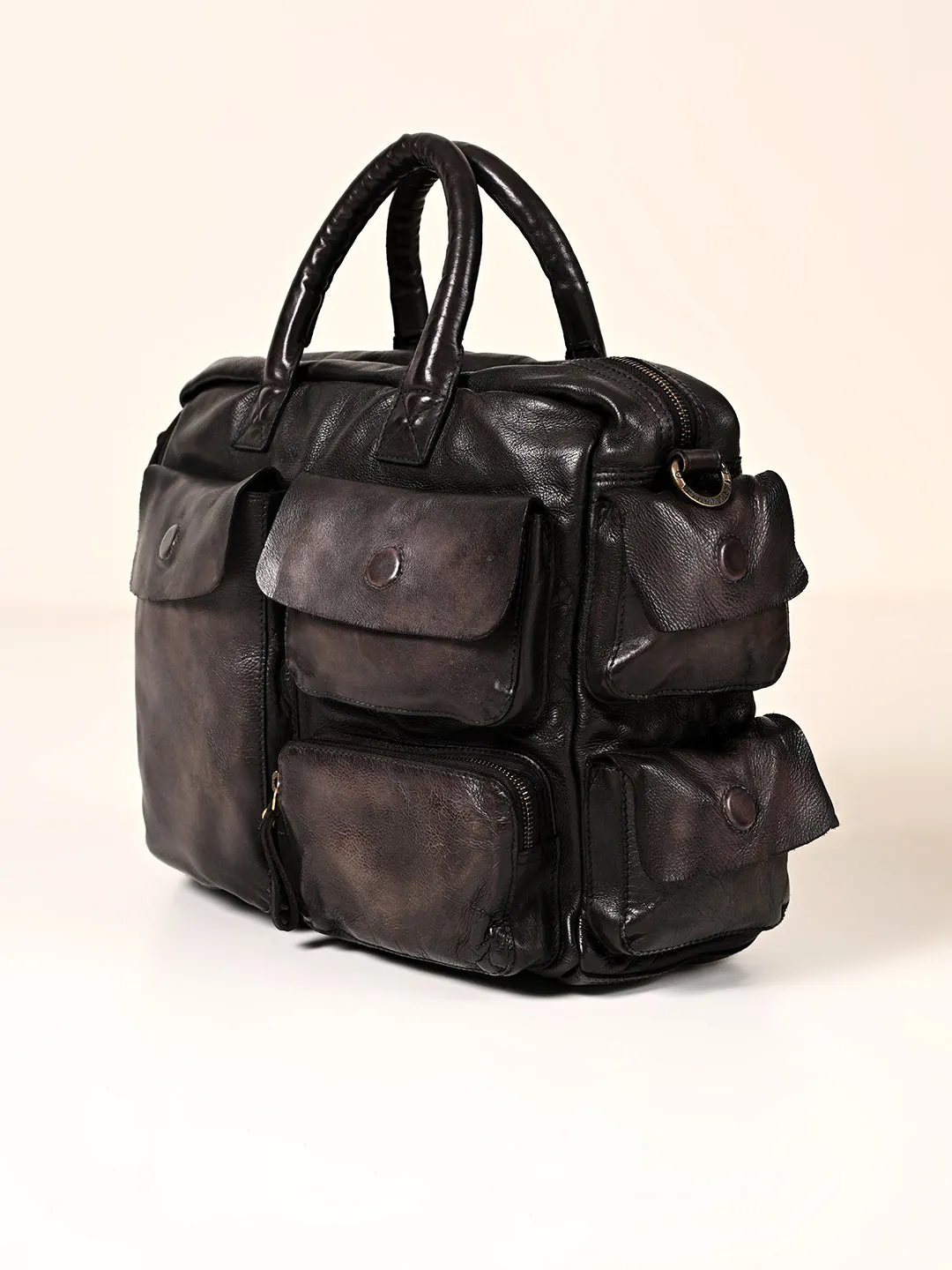 Art N Vintage William : Real Black Leather Laptop Bag