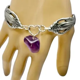 Artisan Boho Vintage Spoon Bracelet With Amethyst Stone