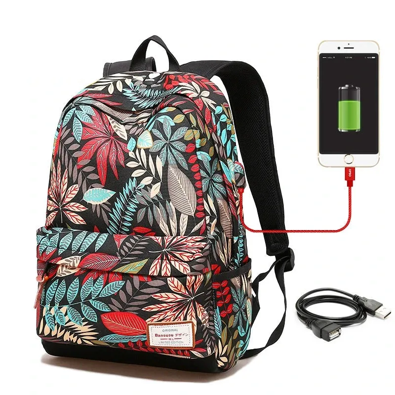 Artistic Printed Waterproof Backpack - Stylish Korean School Bag