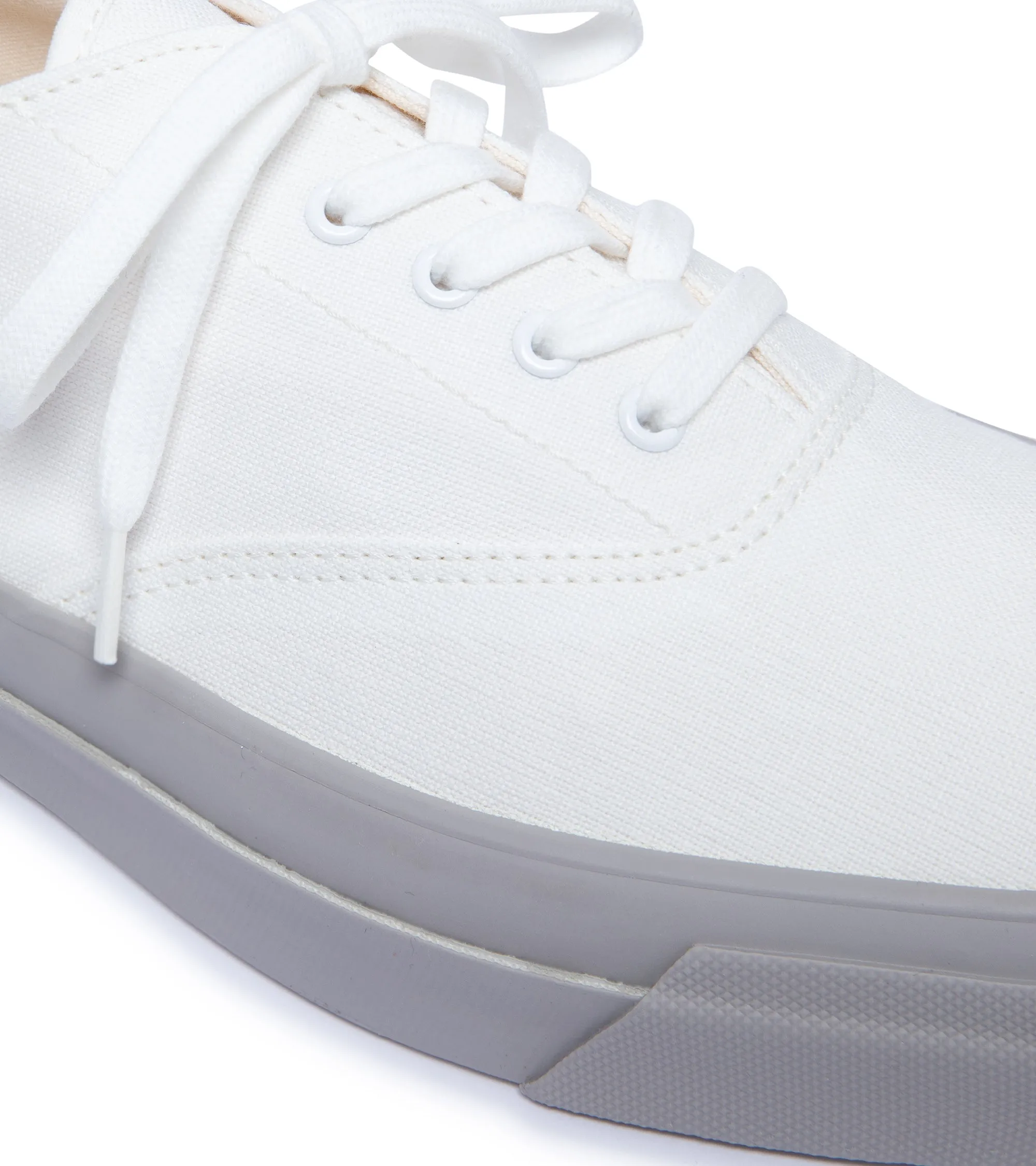 Asahi M014 Canvas Deck Shoes: White/Grey