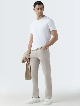 Ascot Beige Relaxed-Fit Mid-Rise Trousers