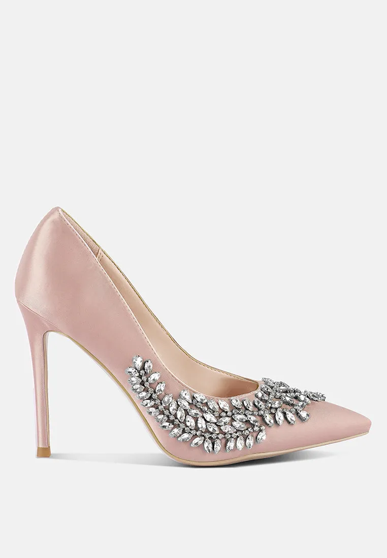 Ashlyn Rhinestones Embellished Satin Stiletto Pumps