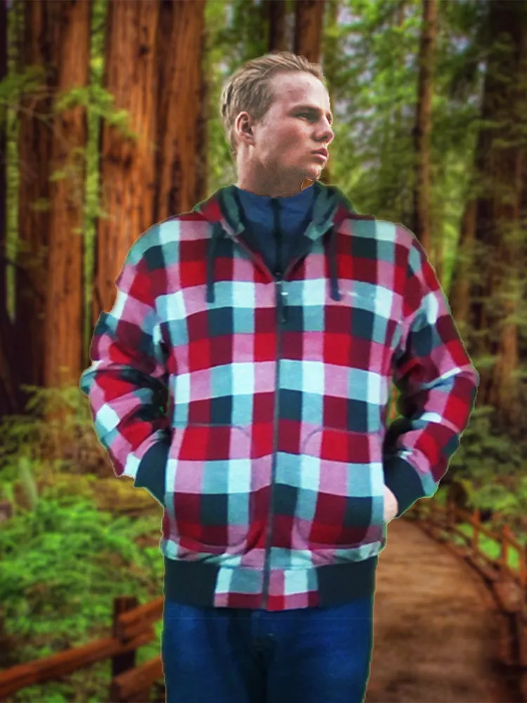 Ashore 2023 New Mens Plaid Skate Boarding Hoody Lined Jackets Fleece lined