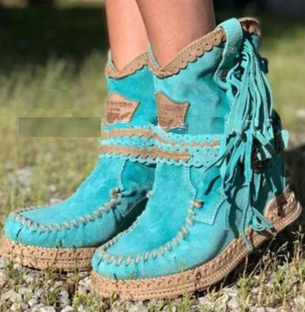 Ashore Shop 2023 Moccasin high heels women shoes boot high boots leather woman booties