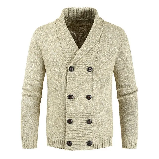 Ashoreshop Mens Oversized Thick Double Breasted Cardigan Sweater