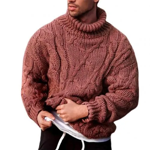 Ashoreshop Mens Turtleneck Cable Knitted Pullover LongSleeve Sweater