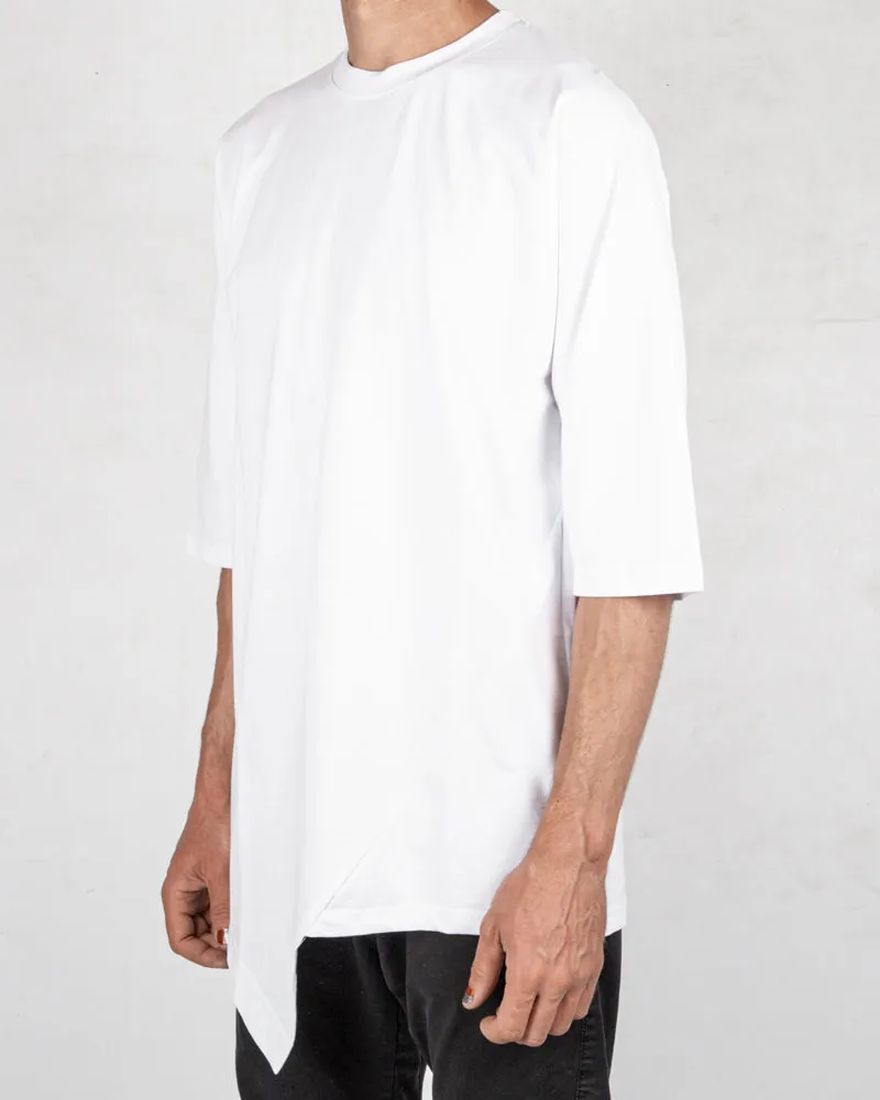 Asymmetric crew neck tshirt white