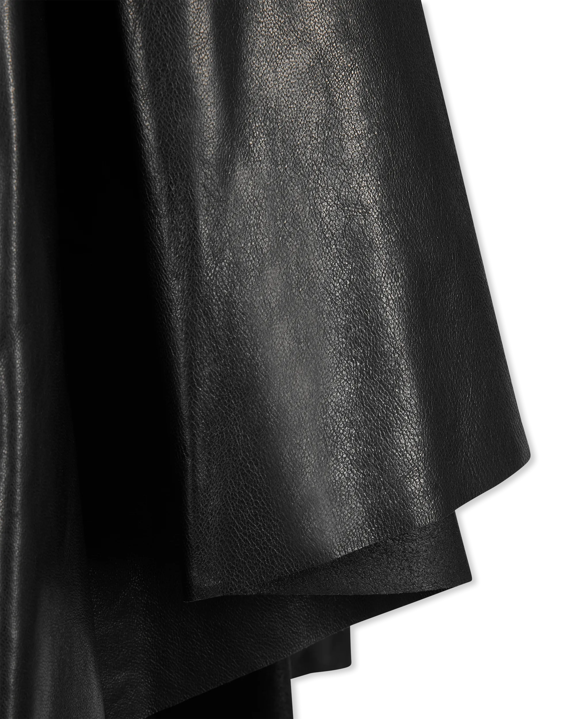 Asymmetrical Pleated Midi Leather Skirt