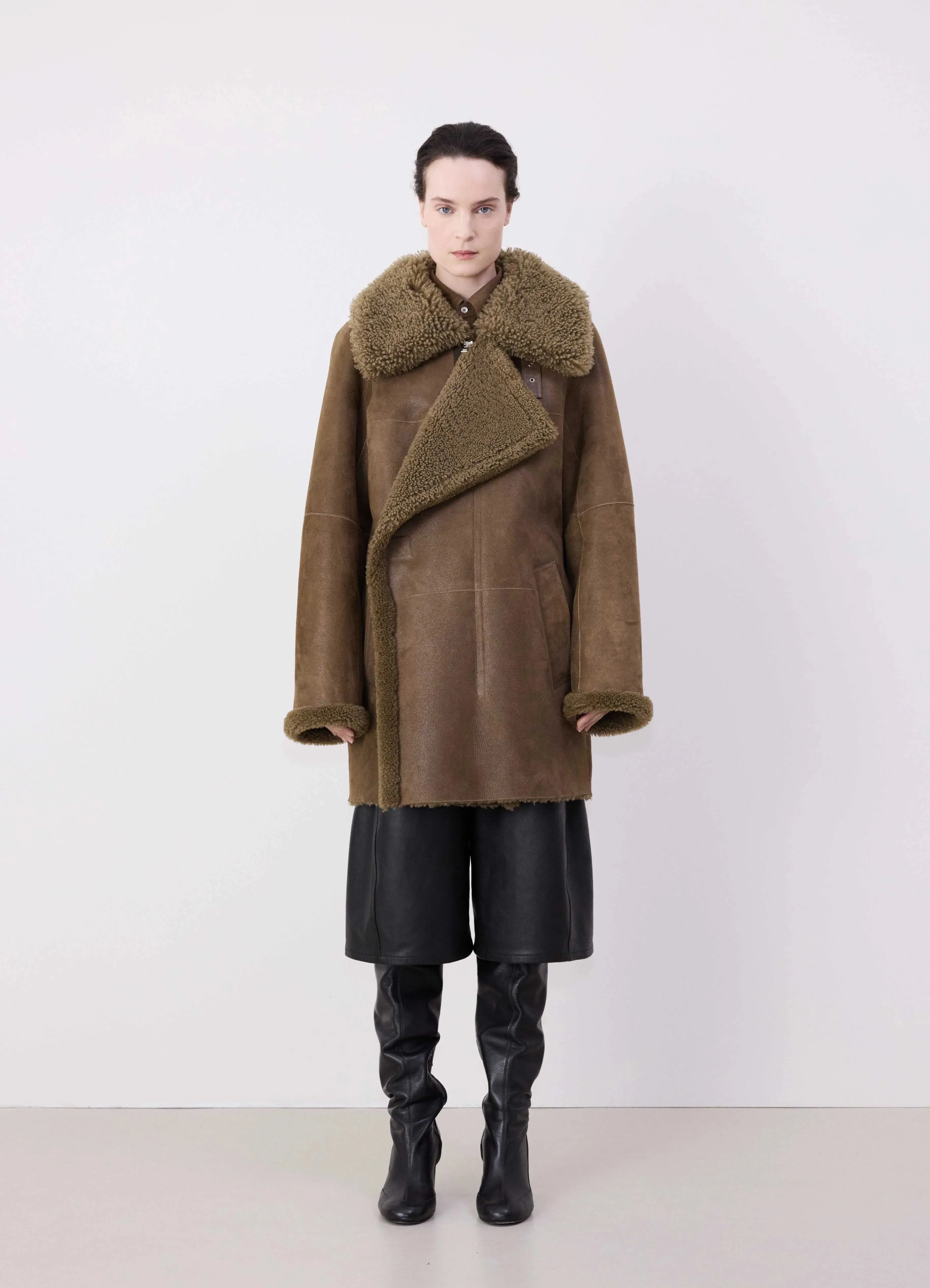 ASYMMETRICAL SHEARLING COAT