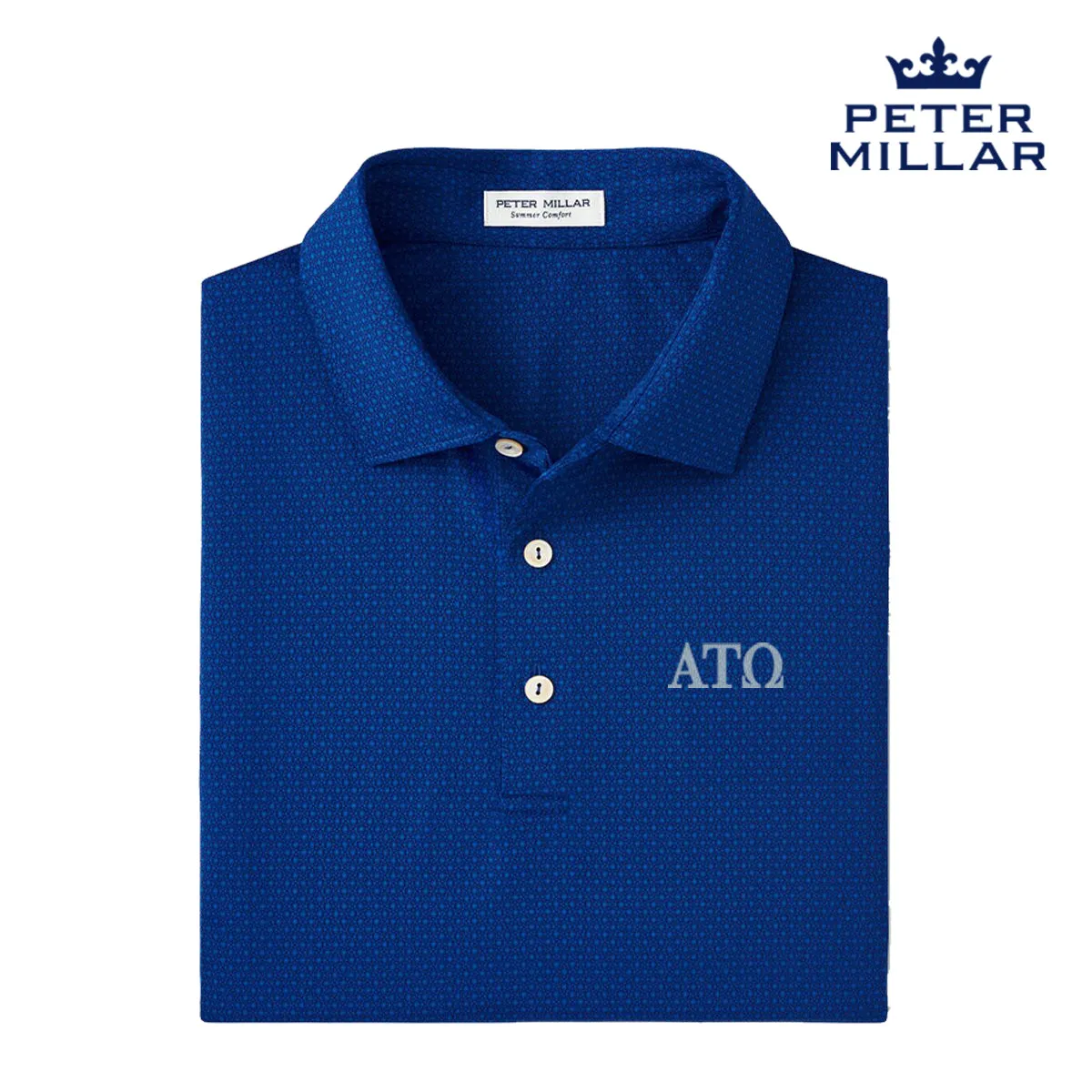 ATO Peter Millar Tesseract Patterned Polo With Greek Letters