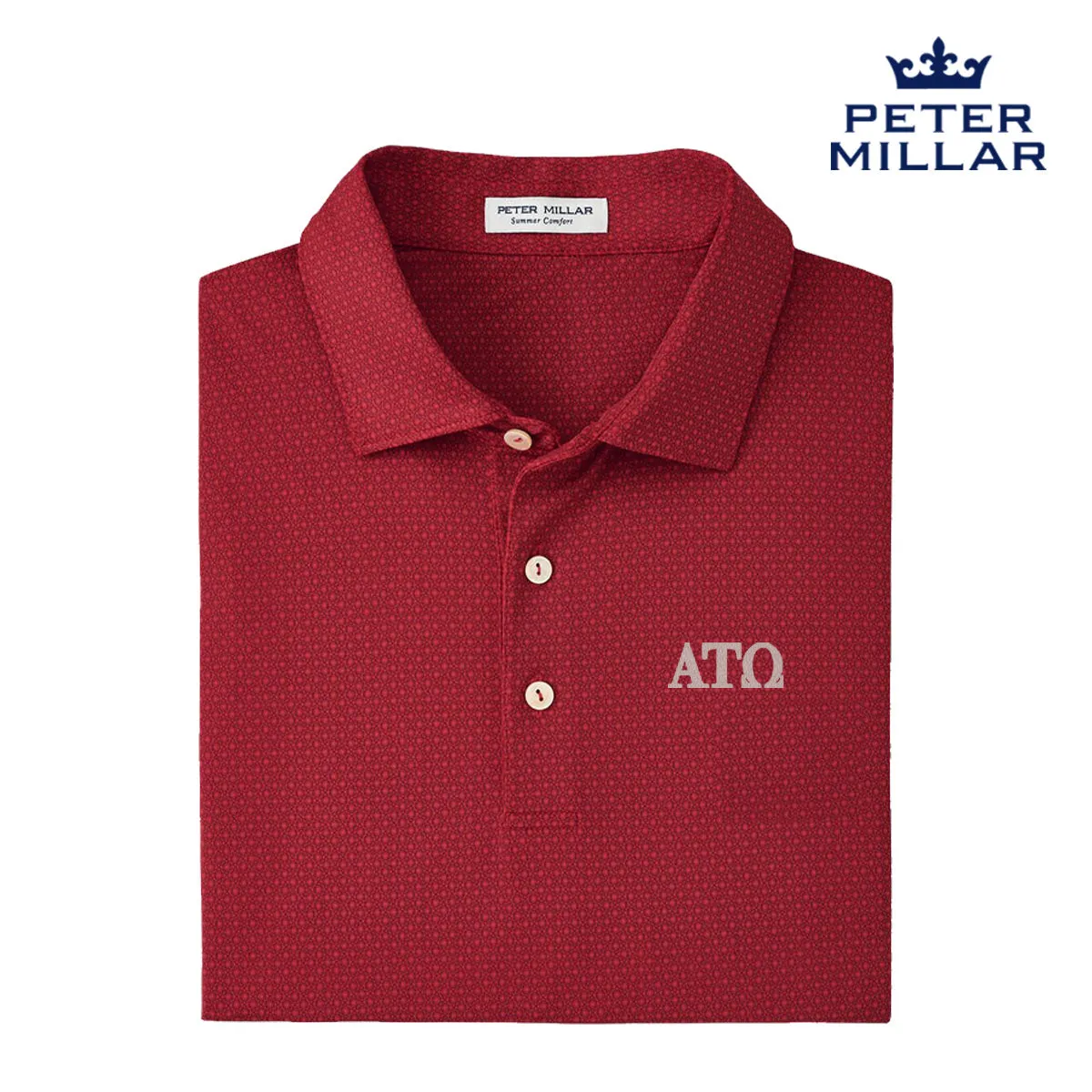 ATO Peter Millar Tesseract Patterned Polo With Greek Letters