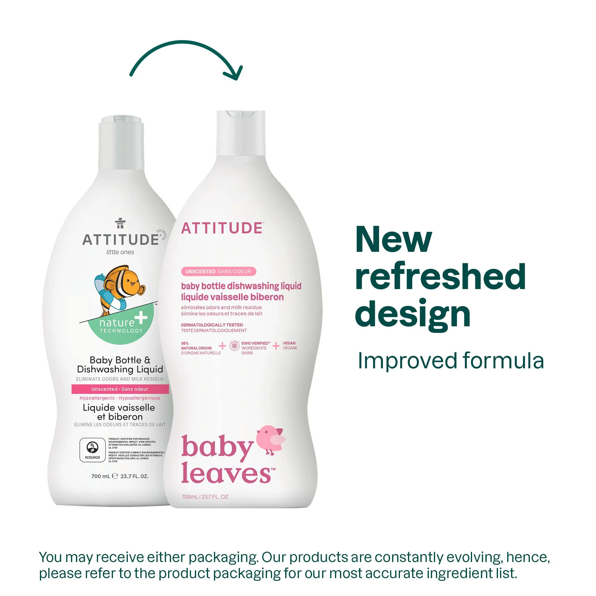 Attitude Nature  Baby Bottle & Dishwashing Liquid - Unscented 700ml