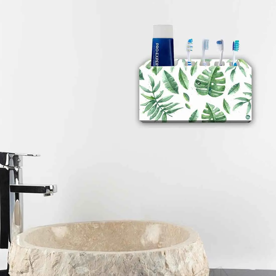 Attractive Wall Mounted Toothbrush Holder - Happy Leaves