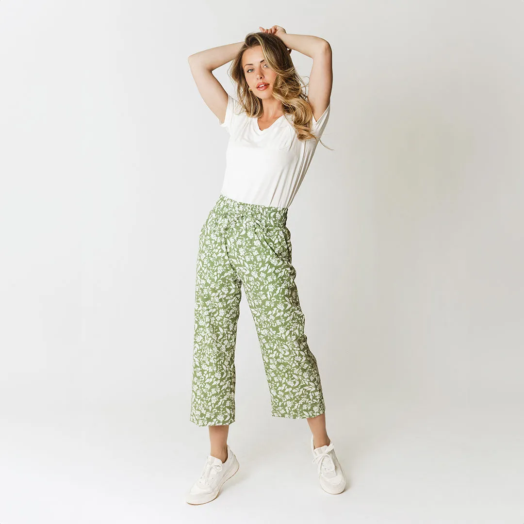 Audrey Wide Leg Pants, Sage Ivy