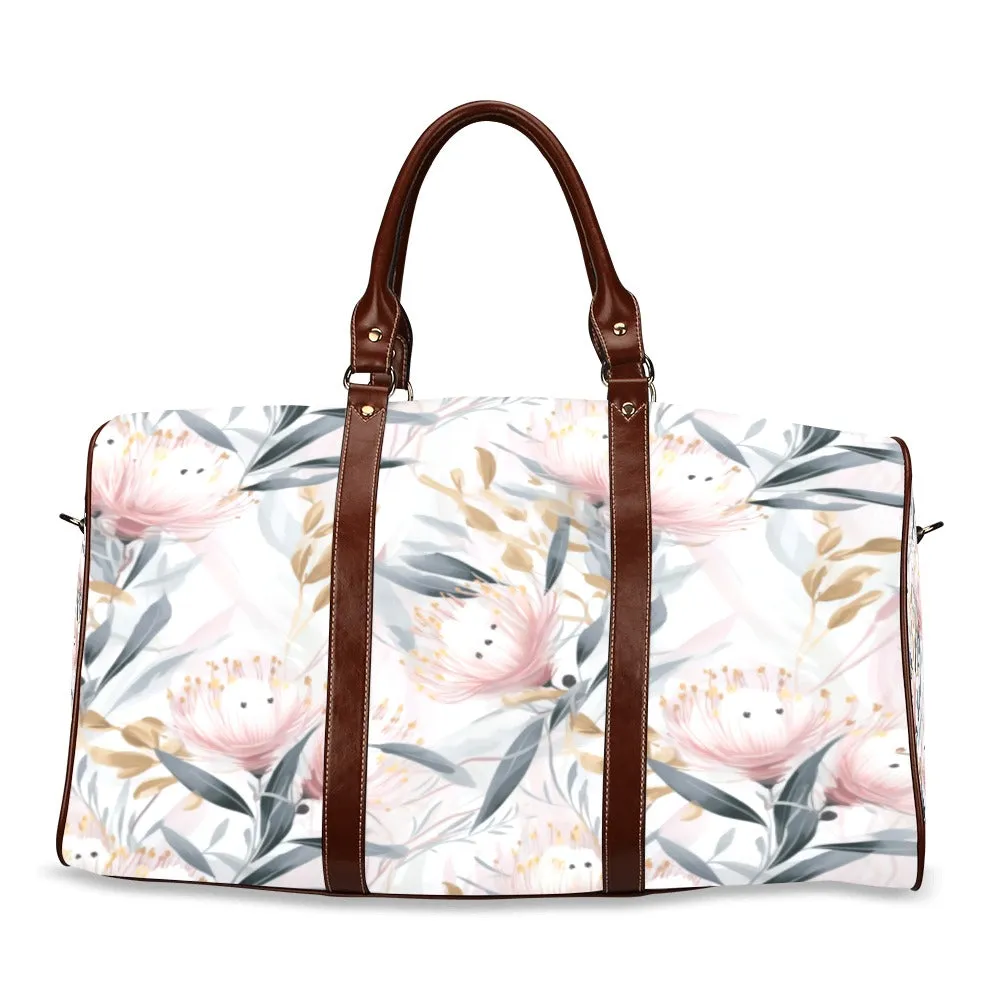 Australian Floral Pink & Grey Waterproof Travel Bag/Small (Model 1639)