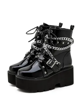 Autumn Winter Boots Women Sexy Chain Boots Ankle Buckle Strap Ankle Boots