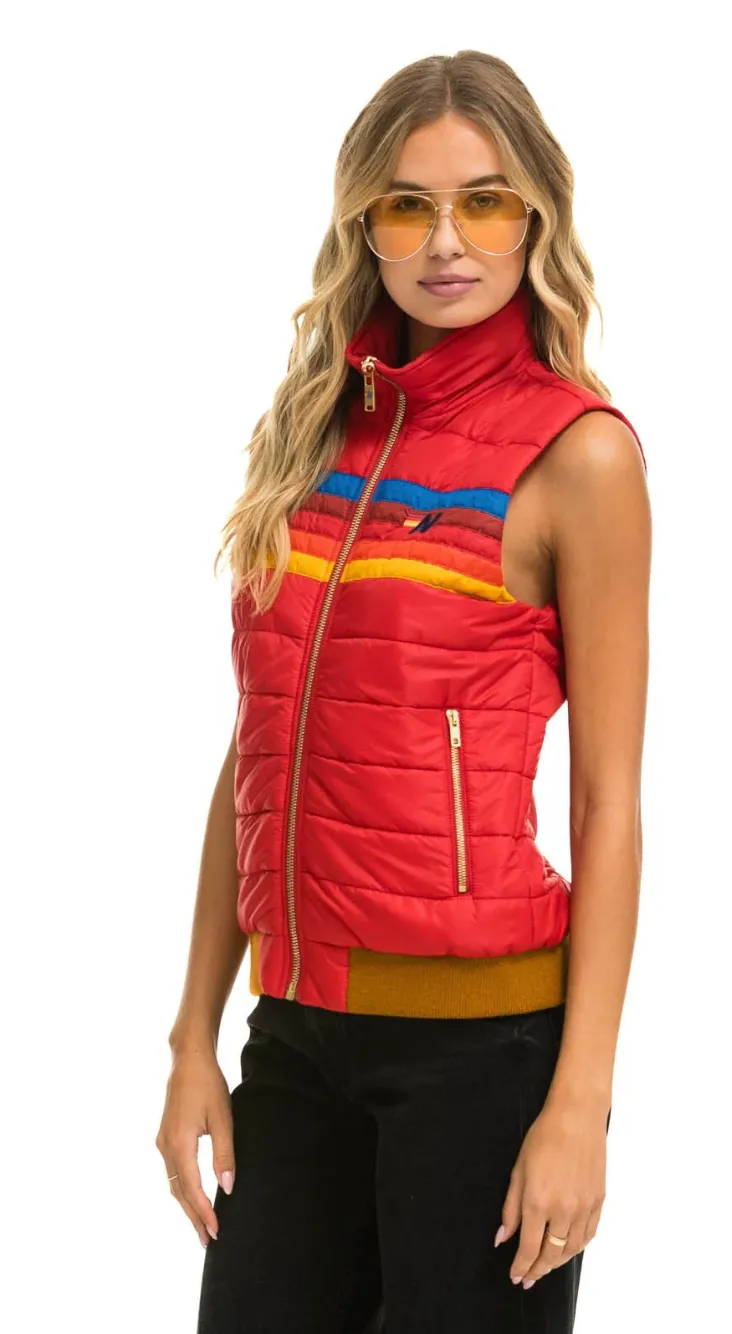 Aviator Nation 5 stripe Womens Vest Cherry Barbados Red