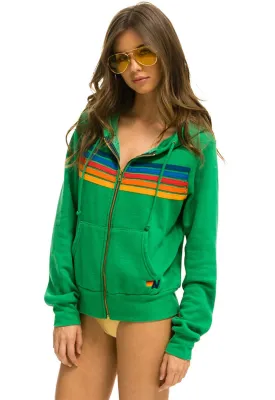 Aviator Nation 5 Stripe Zip Hoodie in Kelly Green