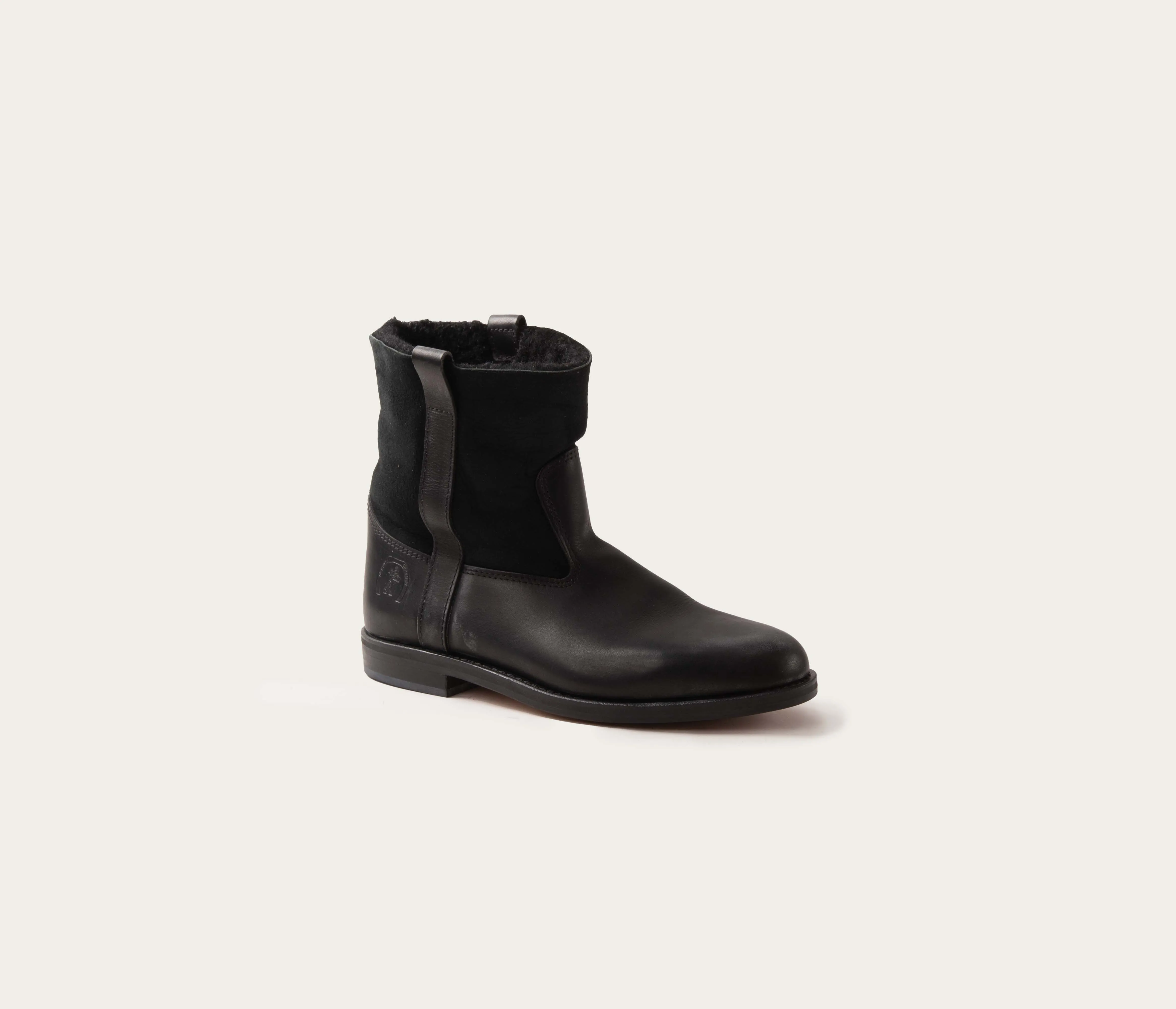 Avoriaz Black Ankle Boot &amp; Black Smooth Sheepskin - Low Price