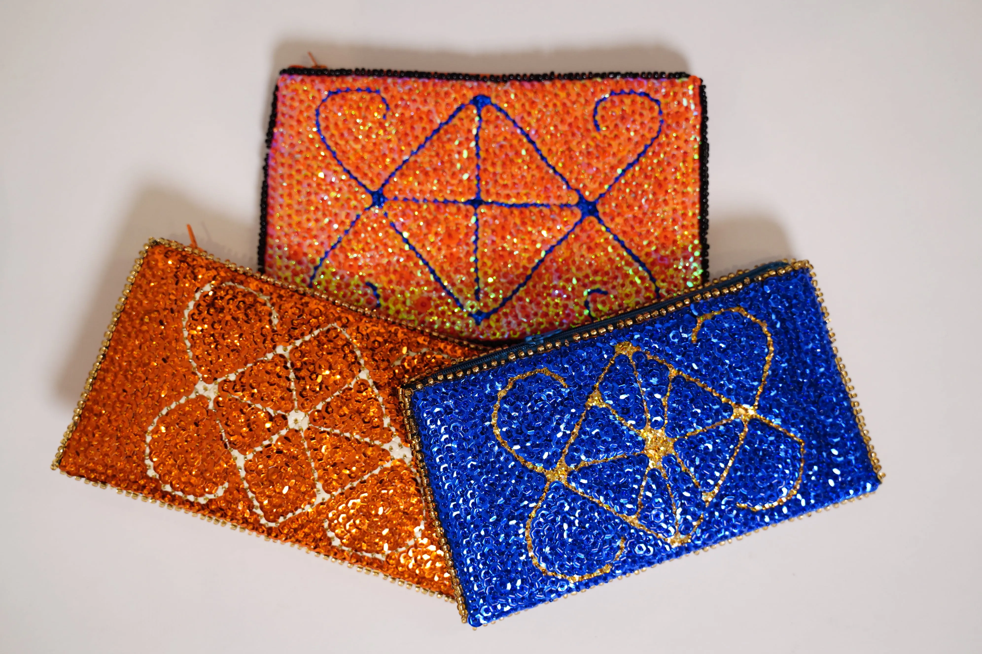 Ayizan Haitian Beaded Clutch- Burnt Orange, Blush