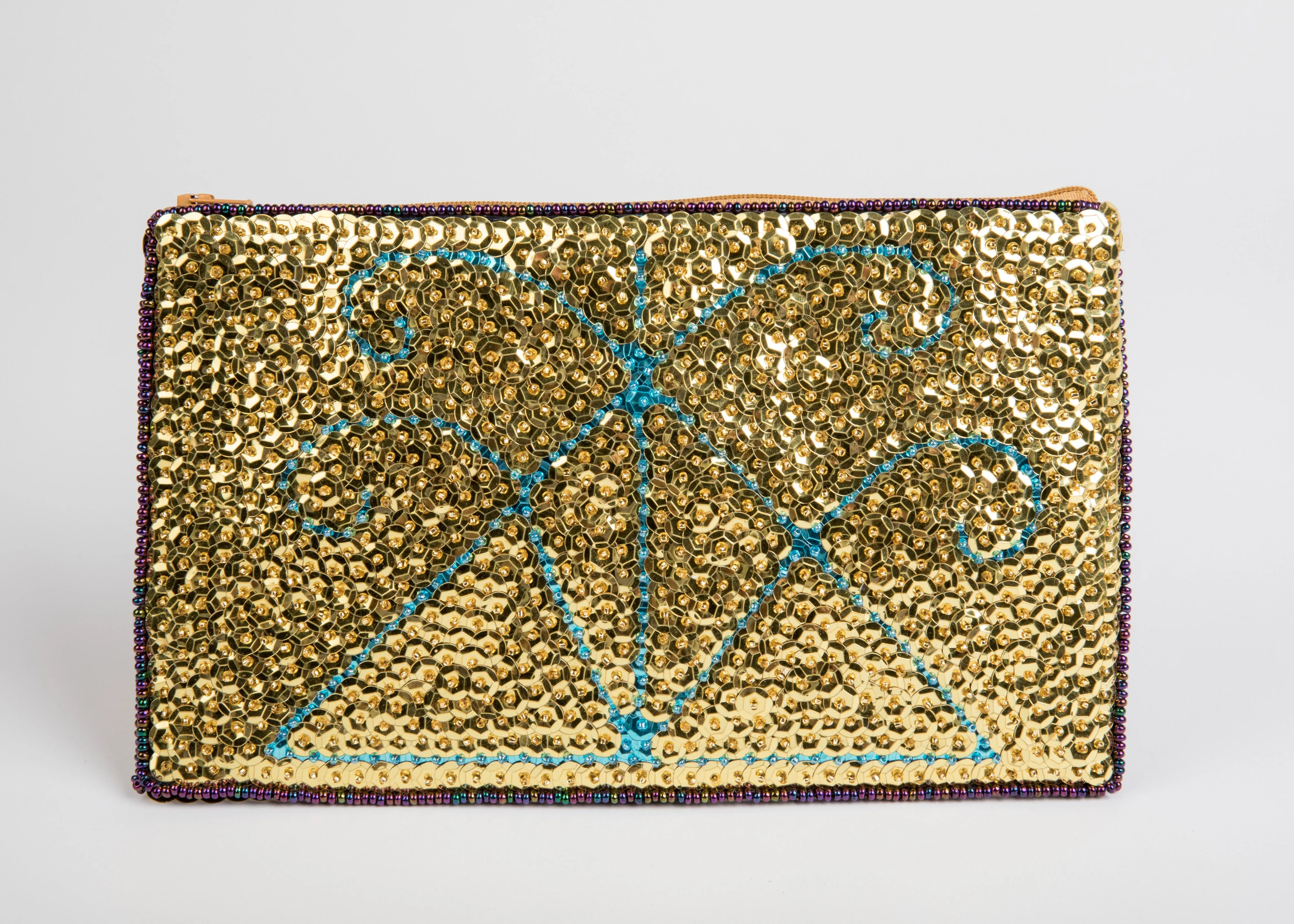 Ayizan Haitian Beaded Clutch - Gold, Turquoise