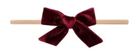 Baby Bling Ruby / Blush Velvet Bow Skinny Headband