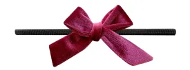 Baby Bling Winterberry / Black Velvet Bow Skinny Headband