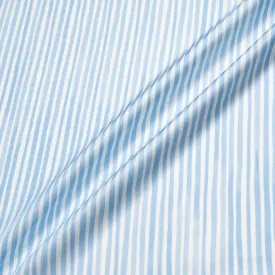 Baby Blue & White Striped Pure Silk Twill