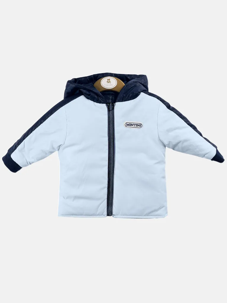 Baby Boy Mintini Puffer Hooded Jacket Reversible - Dark Navy / Baby Blue