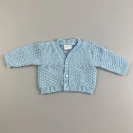 Baby Boys Basket Weave Knitted Design Cardigan - Blue