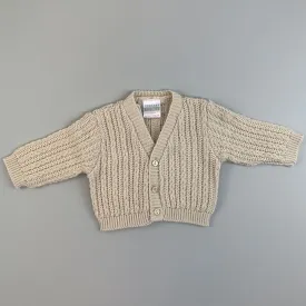 Baby Boys Cable Knitted Design Cardigan - Beige