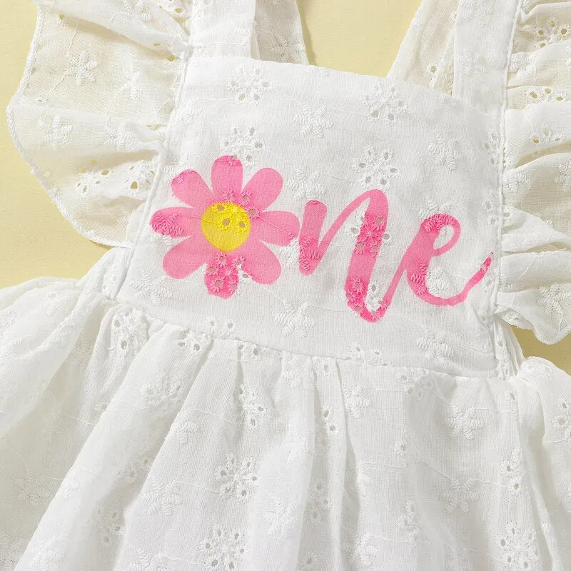 Baby Girl First Birthday Romper - Daisy One Romper