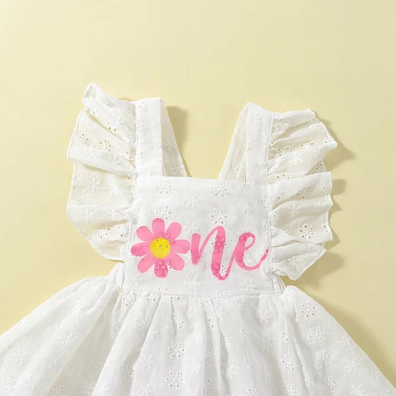 Baby Girl First Birthday Romper - Daisy One Romper