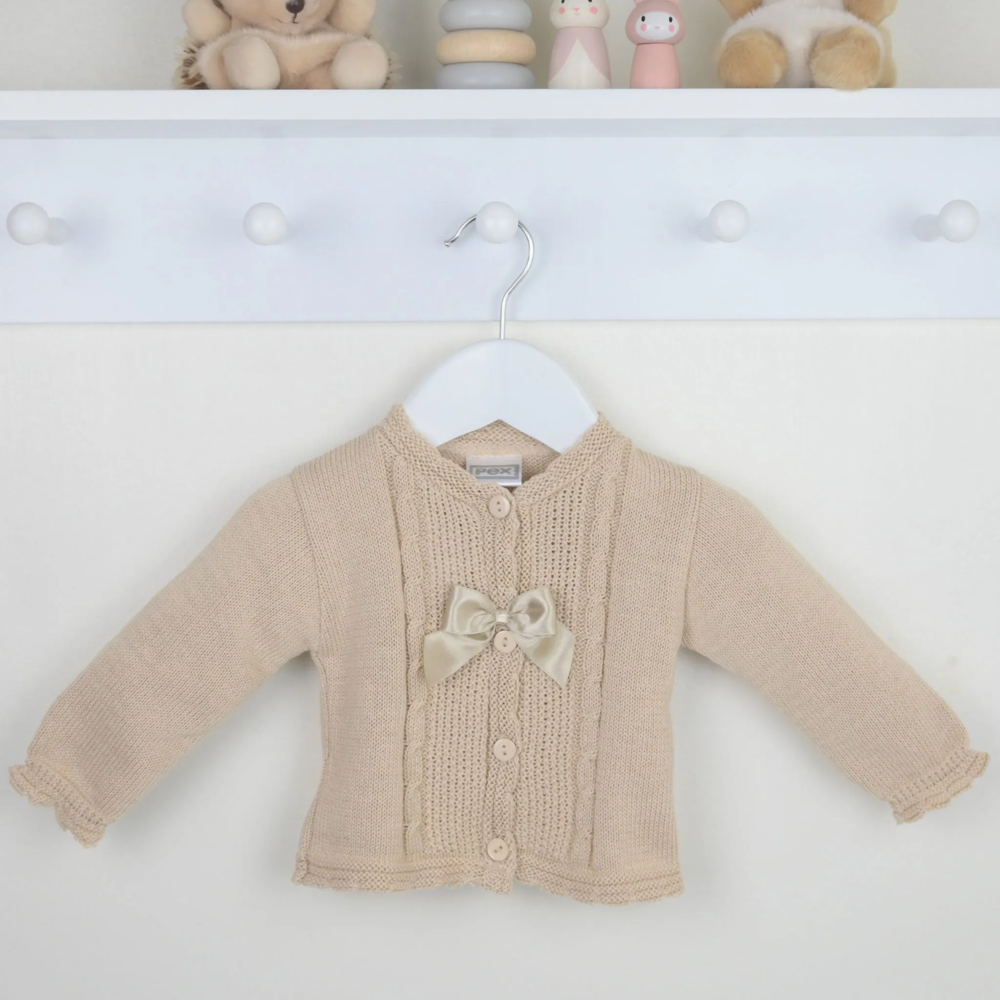 Baby Girls Cardigan with Bow - Beige