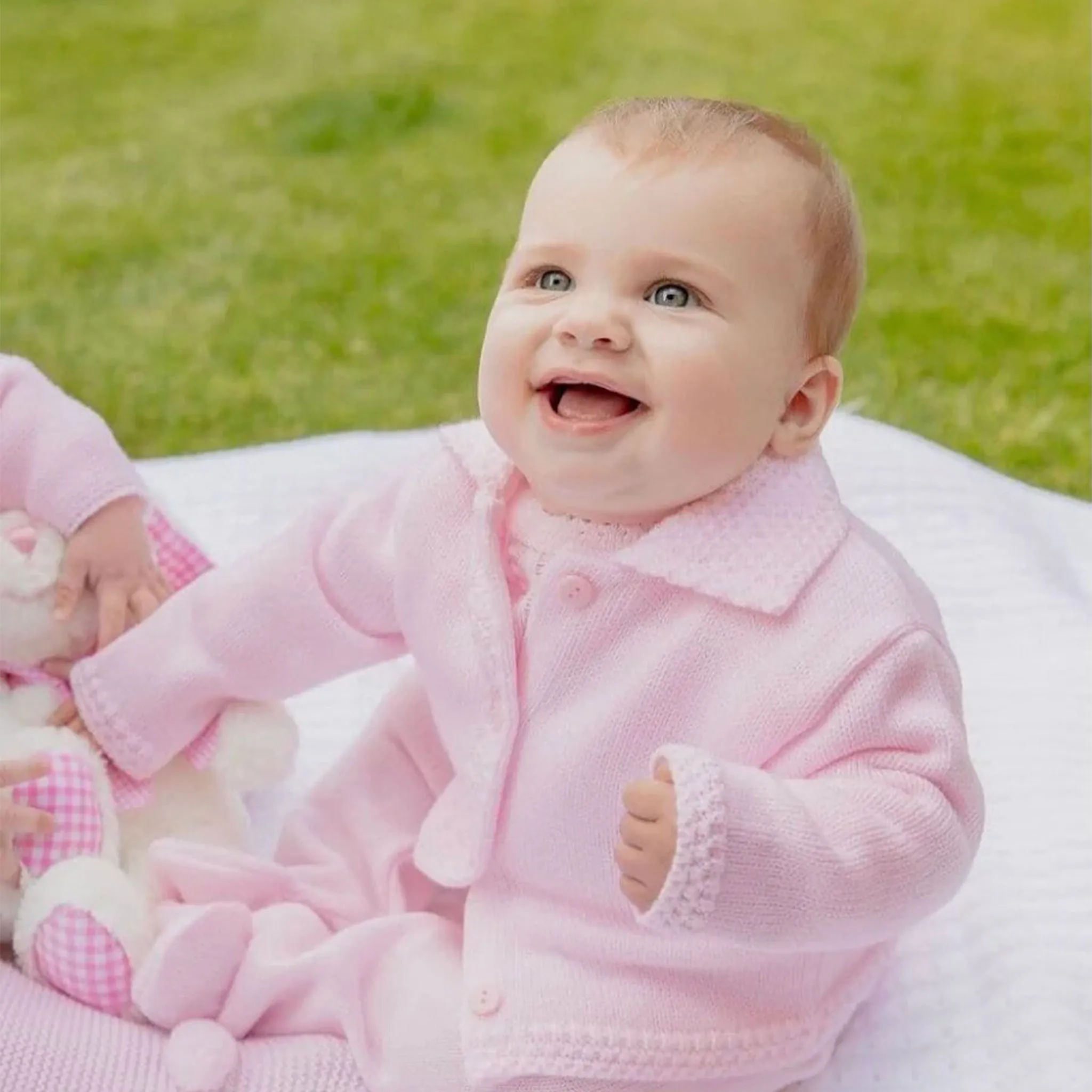 Baby Girls Cardigan With Collar - Pink