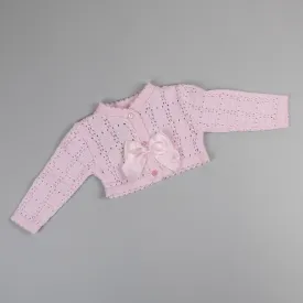 Baby Girls Pink Bolero Cardigan with Bow