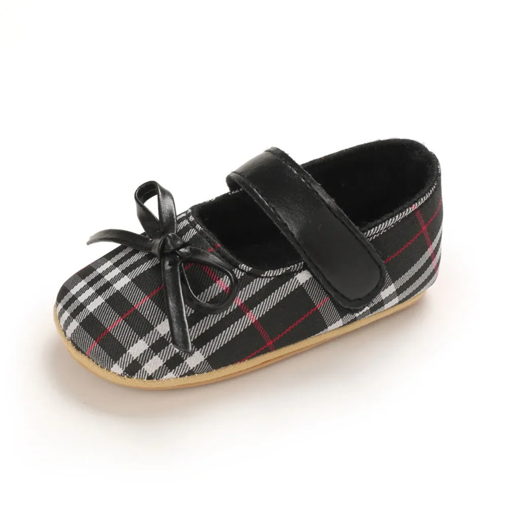 Baby Girls Plaid Bow Decor Magic Tape Shoes Wholesale Baby Shoes Suppliers