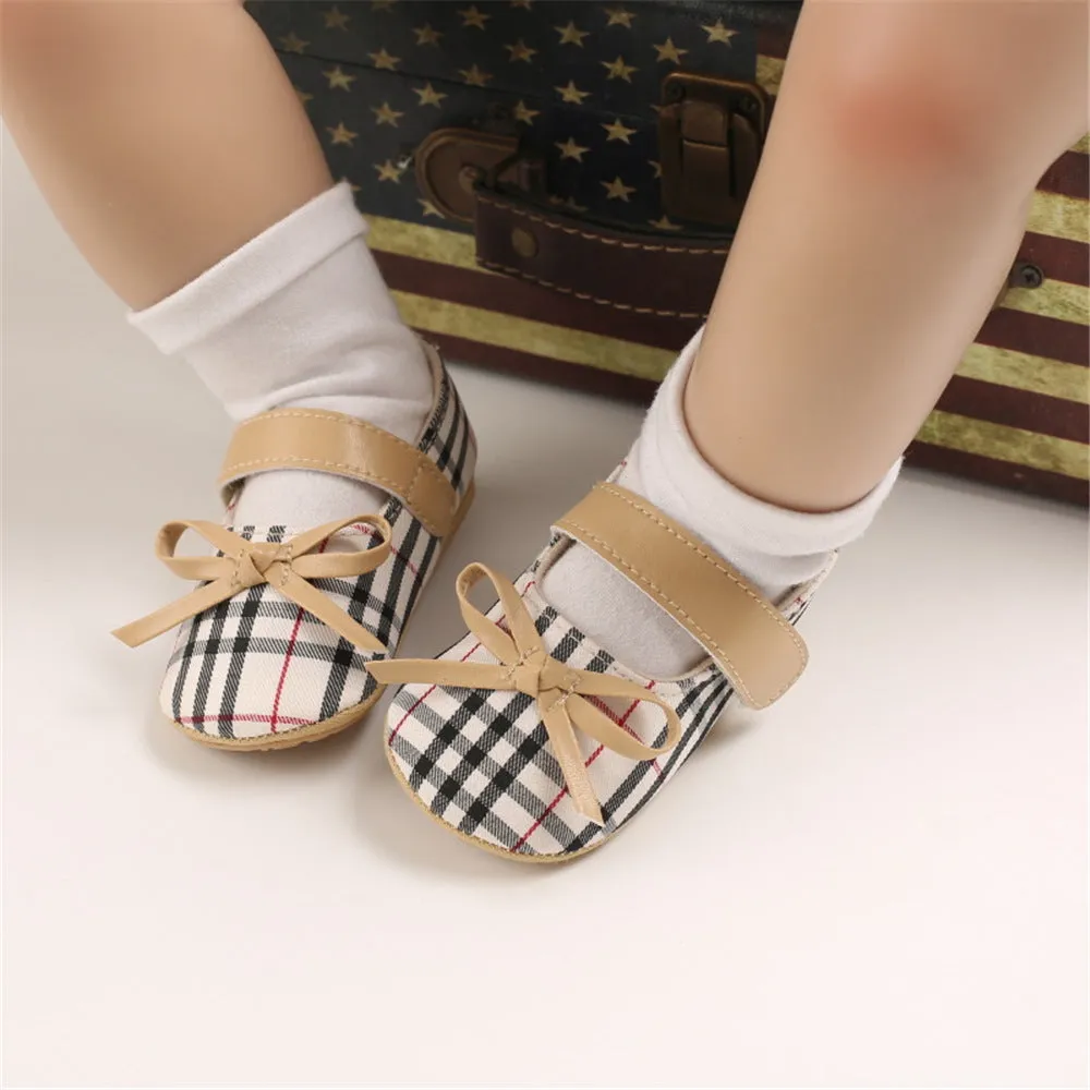 Baby Girls Plaid Bow Decor Magic Tape Shoes Wholesale Baby Shoes Suppliers