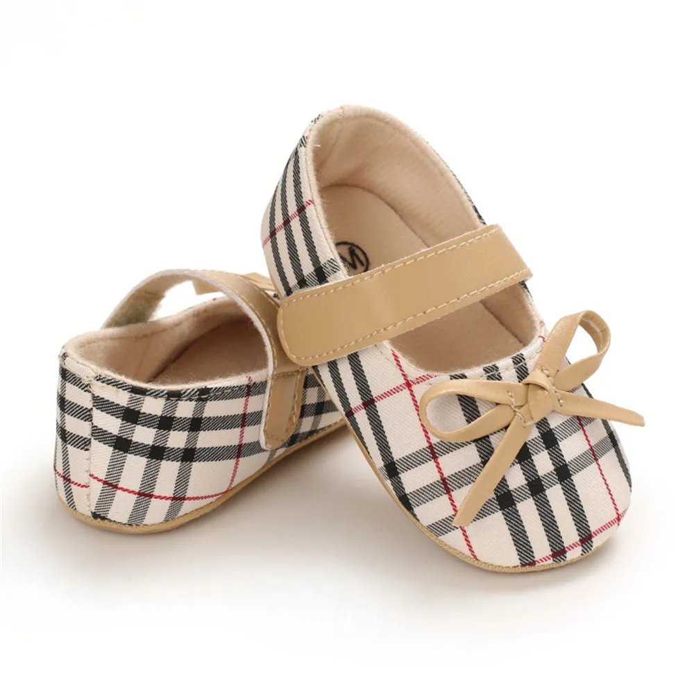 Baby Girls Plaid Bow Decor Magic Tape Shoes Wholesale Baby Shoes Suppliers