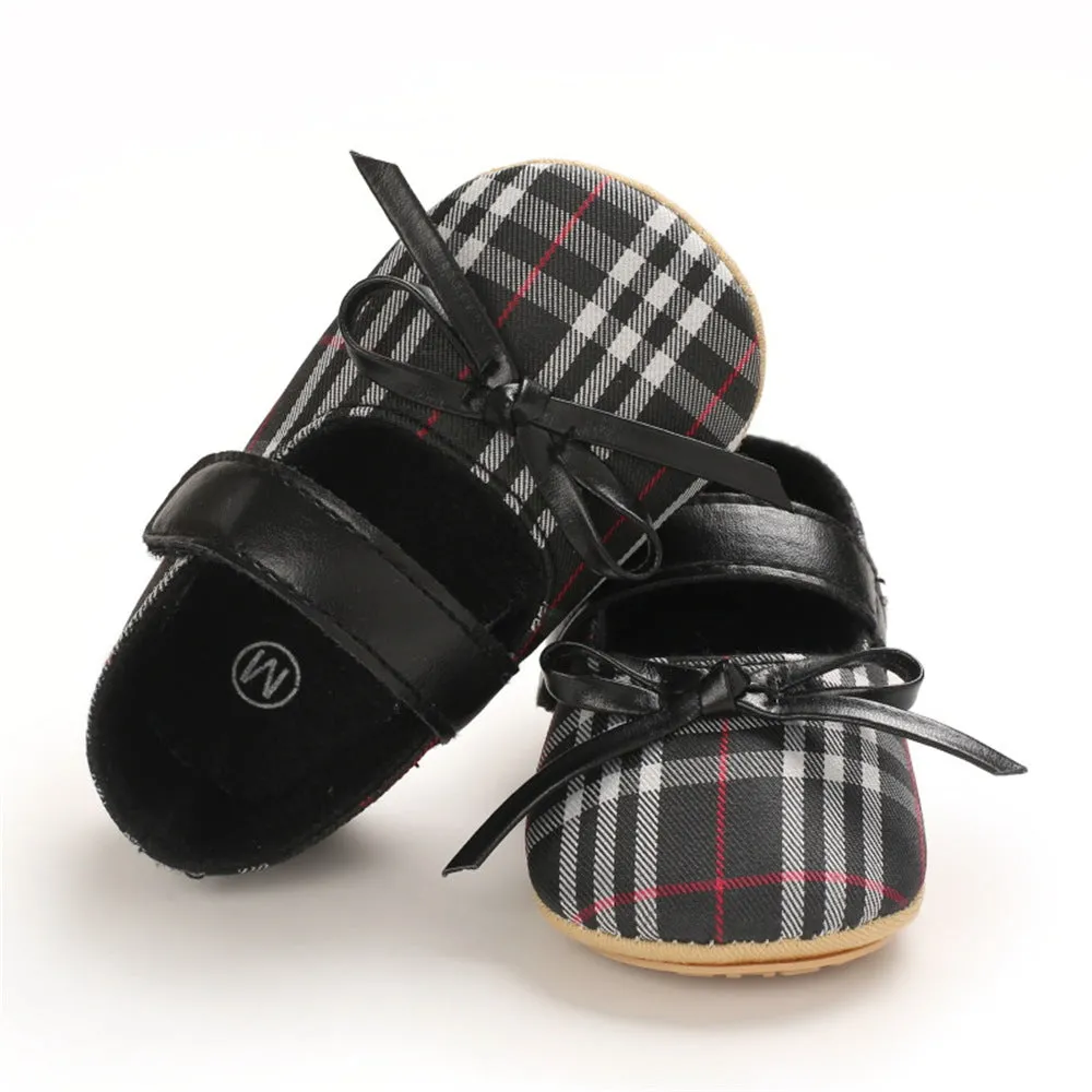 Baby Girls Plaid Bow Decor Magic Tape Shoes Wholesale Baby Shoes Suppliers