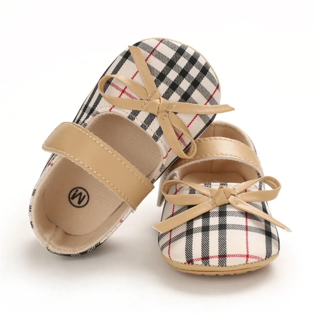 Baby Girls Plaid Bow Decor Magic Tape Shoes Wholesale Baby Shoes Suppliers