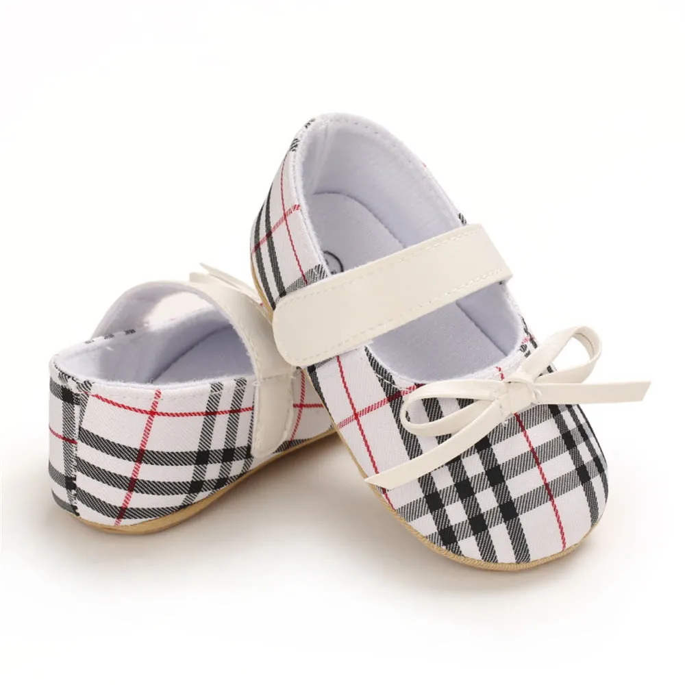 Baby Girls Plaid Bow Decor Magic Tape Shoes Wholesale Baby Shoes Suppliers