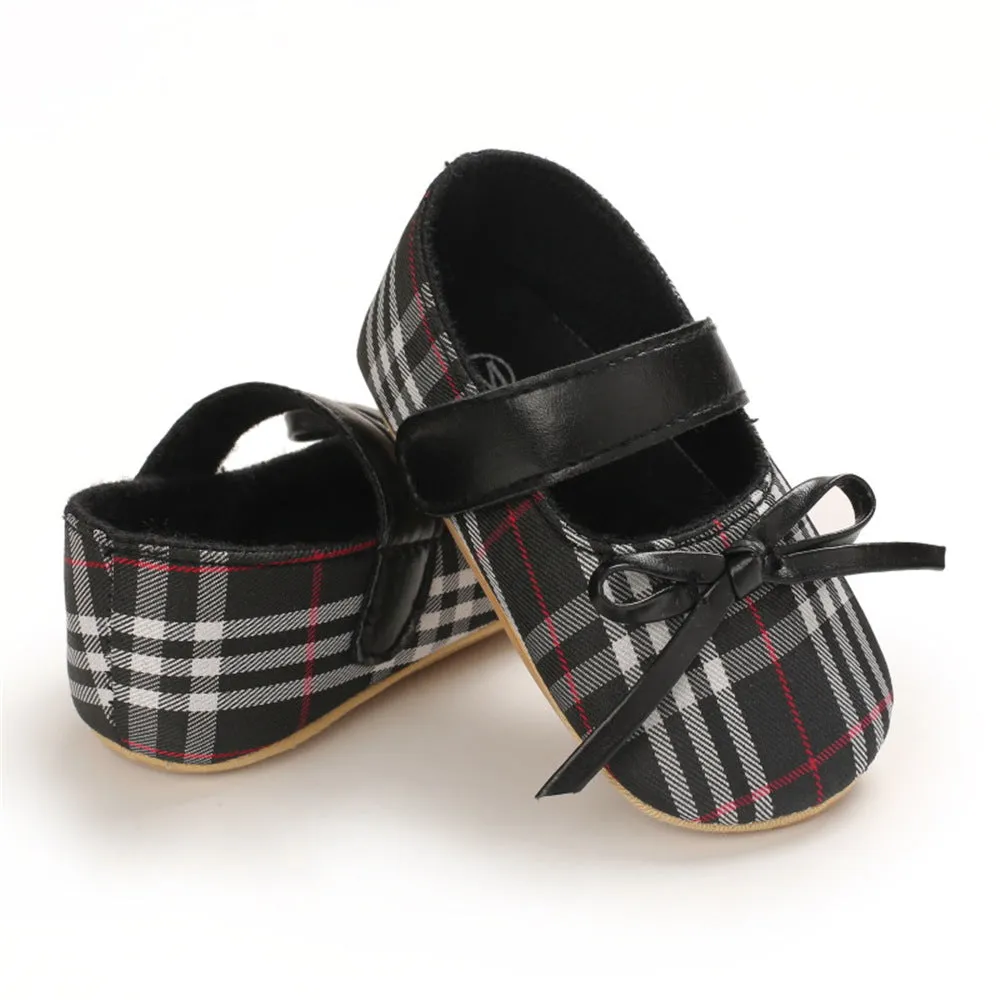 Baby Girls Plaid Bow Decor Magic Tape Shoes Wholesale Baby Shoes Suppliers