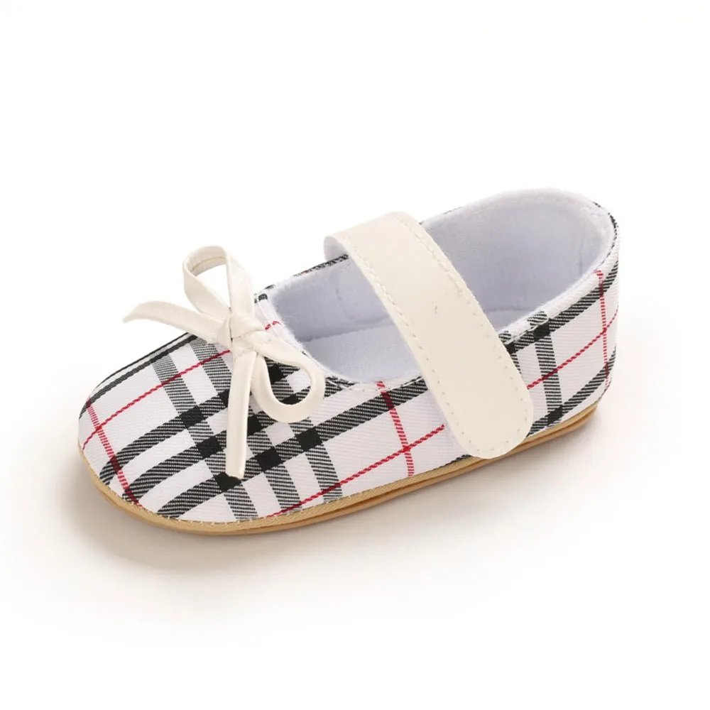 Baby Girls Plaid Bow Decor Magic Tape Shoes Wholesale Baby Shoes Suppliers