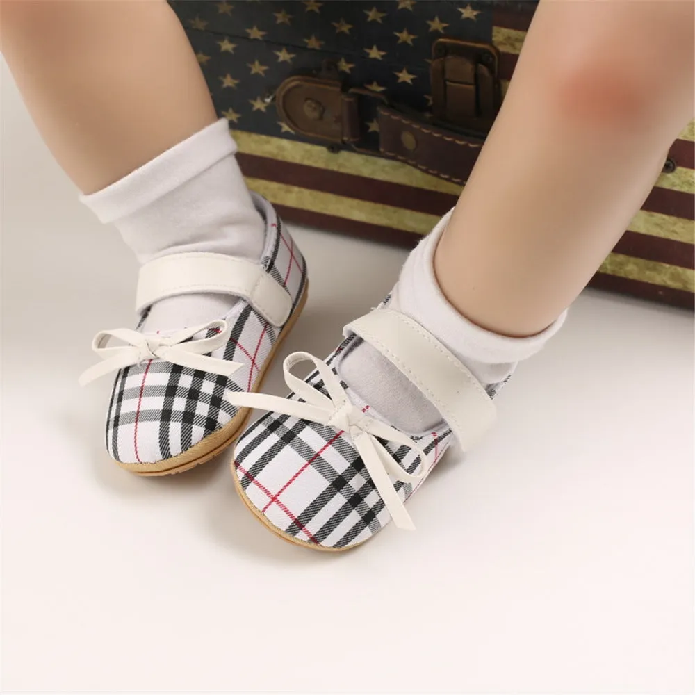 Baby Girls Plaid Bow Decor Magic Tape Shoes Wholesale Baby Shoes Suppliers