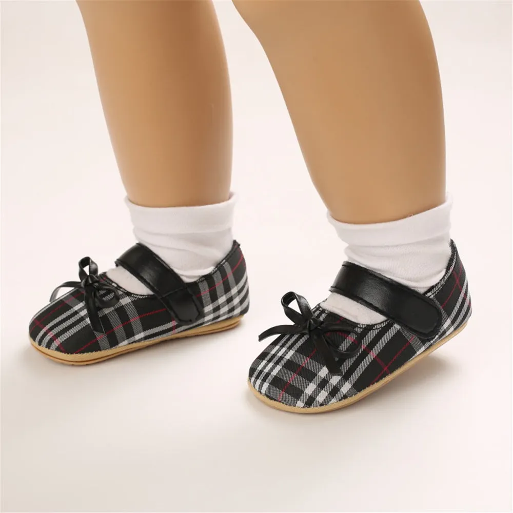 Baby Girls Plaid Bow Decor Magic Tape Shoes Wholesale Baby Shoes Suppliers