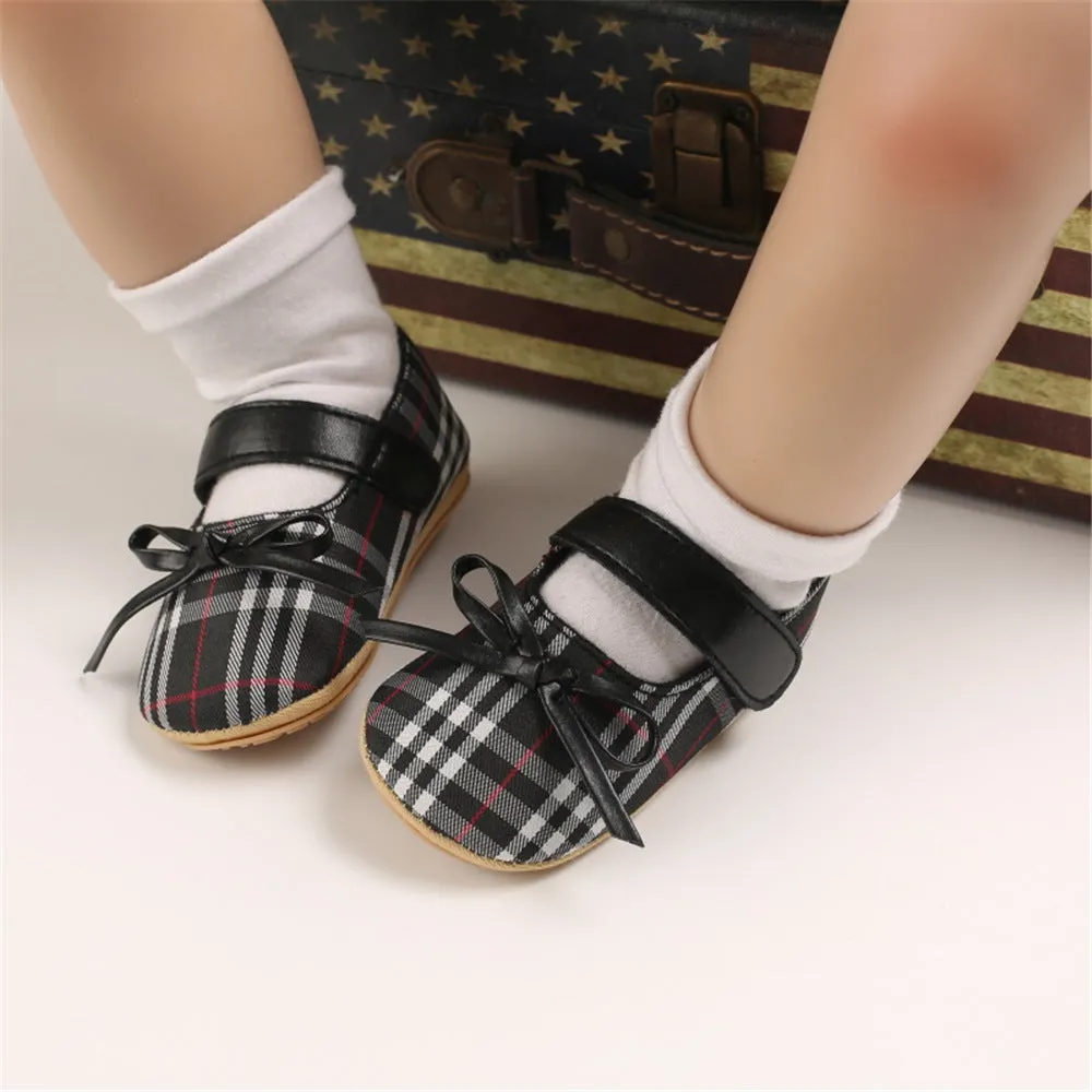 Baby Girls Plaid Bow Decor Magic Tape Shoes Wholesale Baby Shoes Suppliers