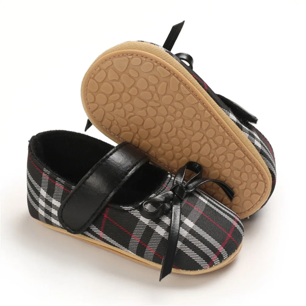 Baby Girls Plaid Bow Decor Magic Tape Shoes Wholesale Baby Shoes Suppliers