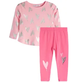 🎁Baby Thermal Swing Top and Legging Set - Silver Foil Hearts - Love