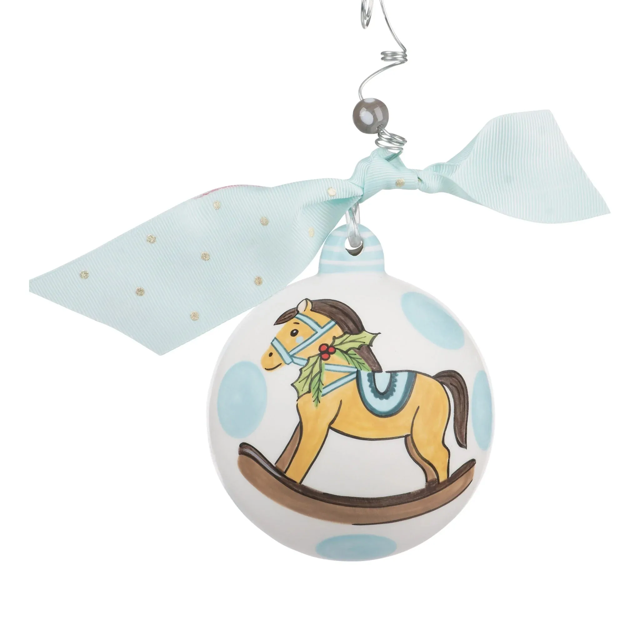 Baby's First Christmas Rocking Horse Ornament - Blue